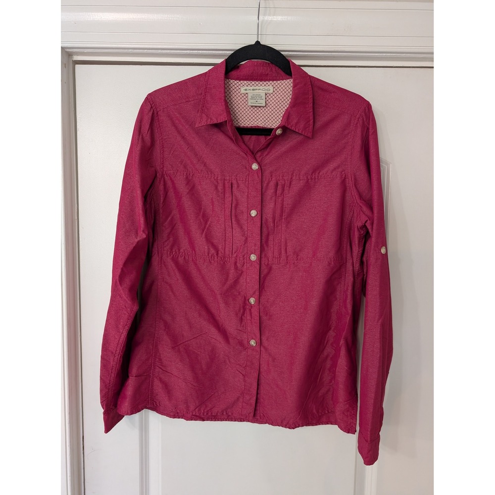 ExOfficio Womens Magenta Pink Mesh Back Hiking Shirt medium outdoor boating gorp
